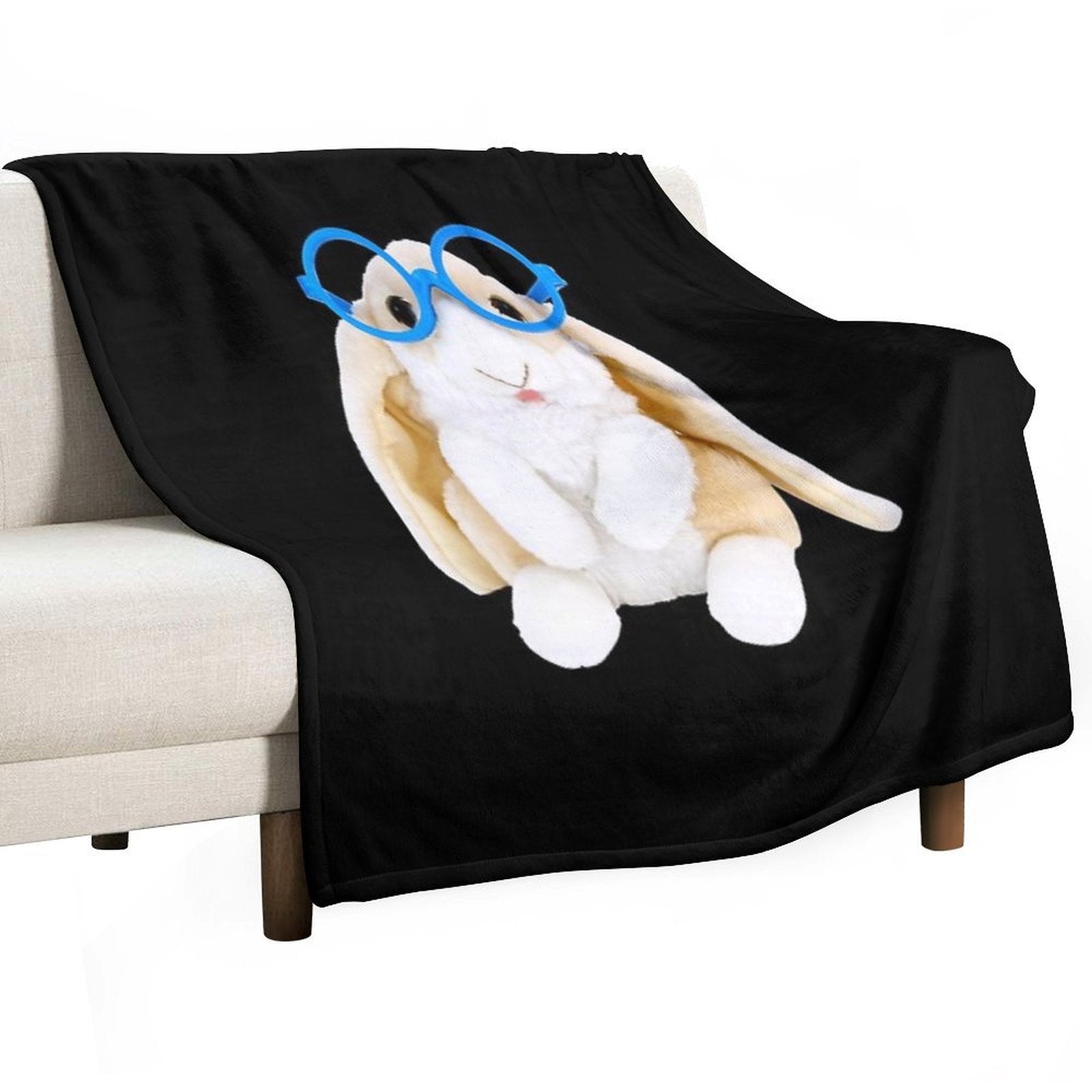 Bunny with Glasses Velvety-soft Throw Blanket