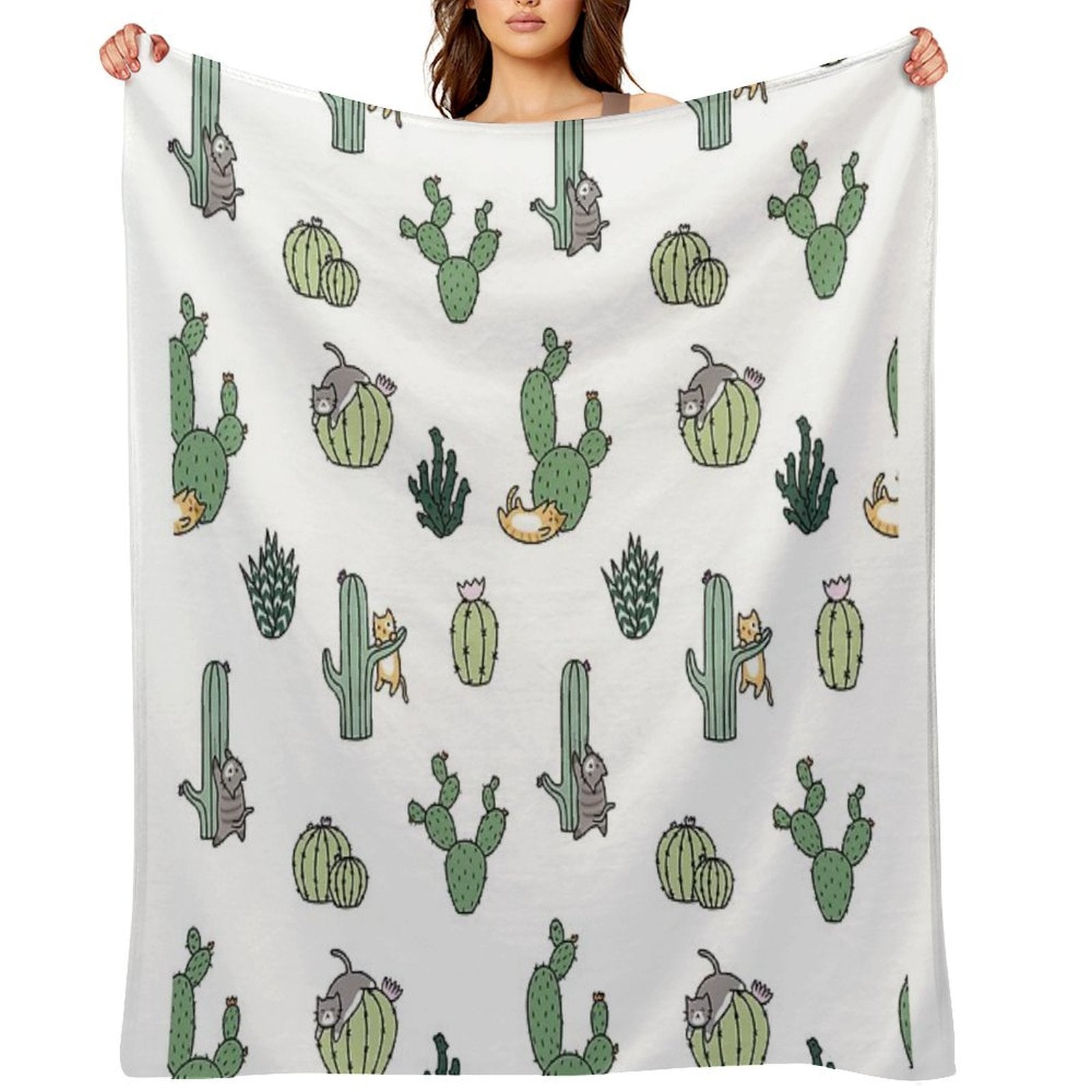 Cacti Cats Multi-functional Throw Blanket