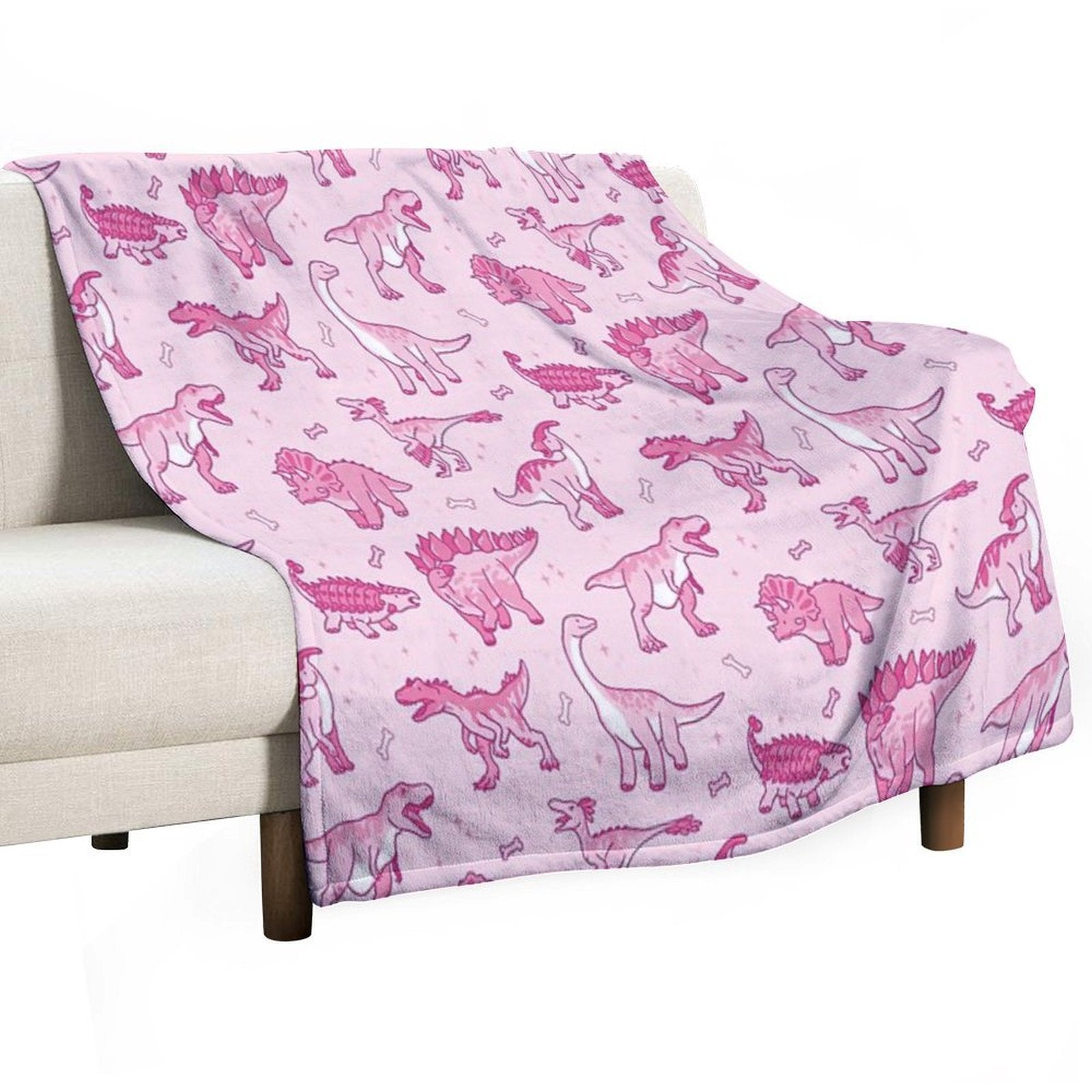 Pink And Sparkly Dinos Eco-conscious Throw Blanket