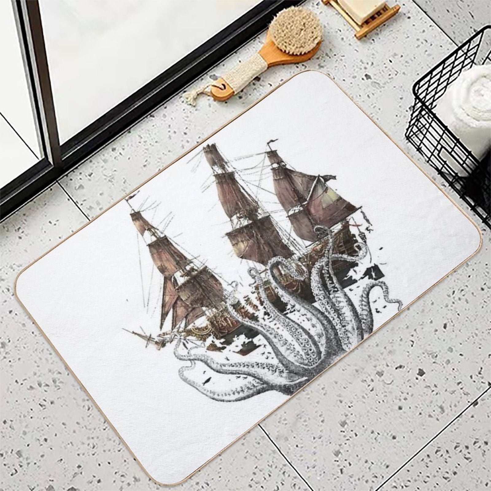 Octopus 20,000 Tentacles Under The Sea B  Toxin-Free Bath Mat