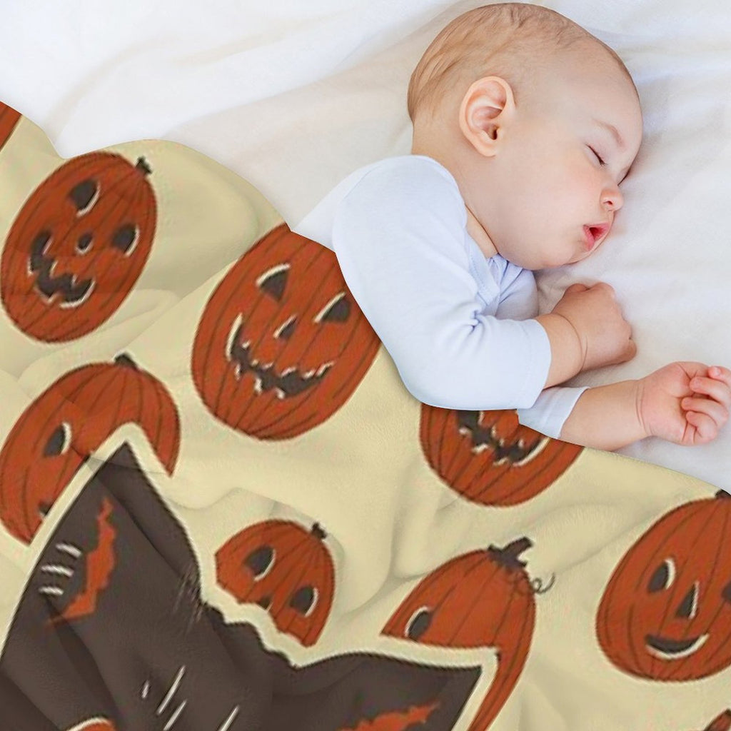 Vintage Inspired Halloween Scaredy Cat Travel-friendly Throw Blanket