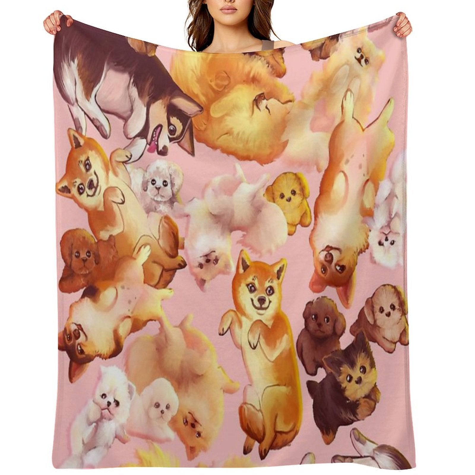 Dogs All over Different Background Every Product Versatility Throw Blanket