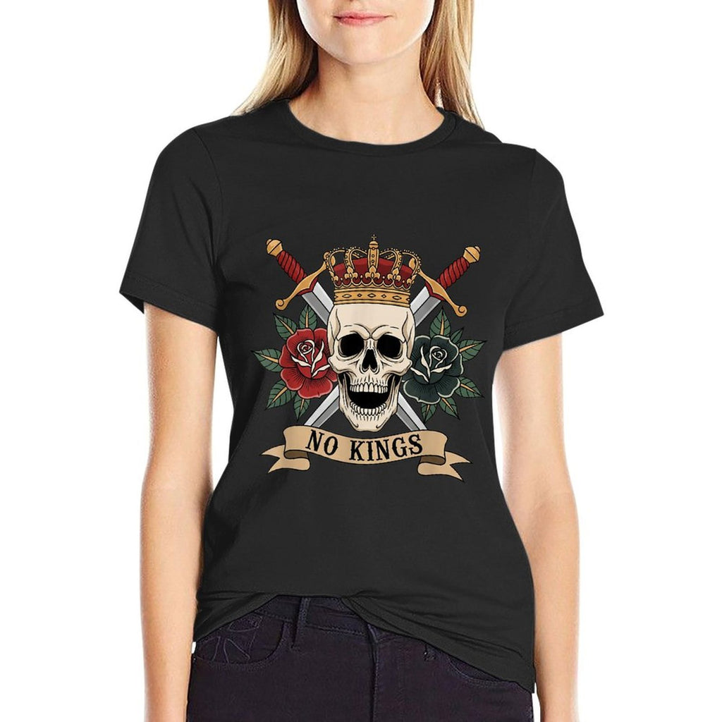 No Kings Tattoo Design No King In America  High-quality Stitching T-Shirt