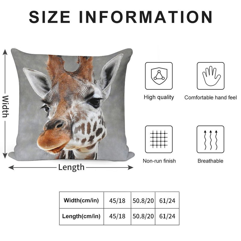 Giraffe on Grey Soft Hidden Zipper Throw Pillow