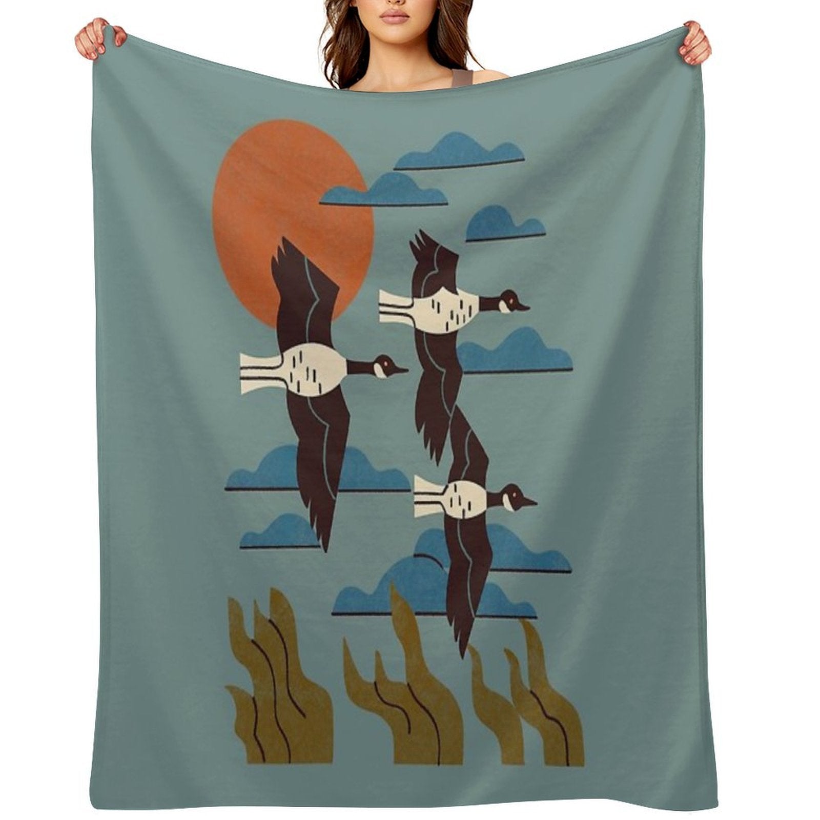 Geese Flying South Durable Throw Blanket