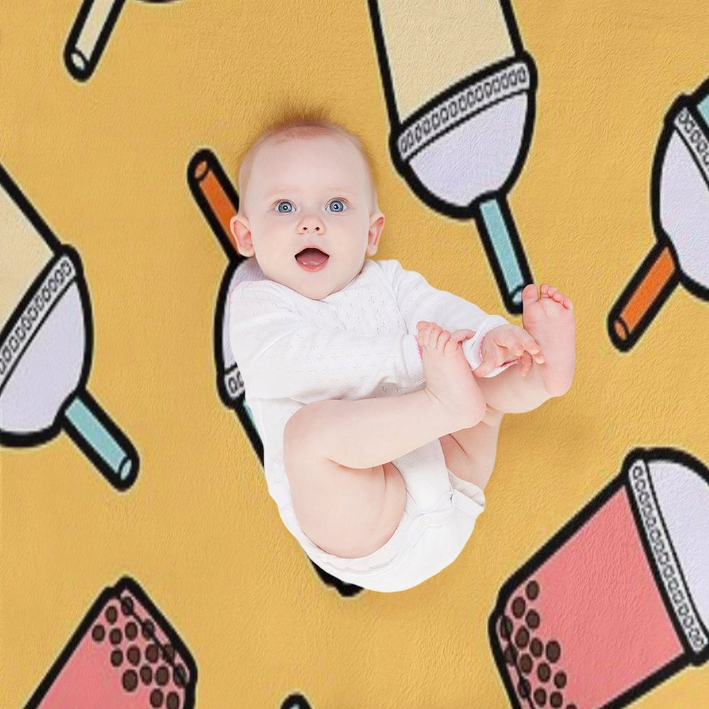 Bubble Tea Pattern Multi-functional Throw Blanket