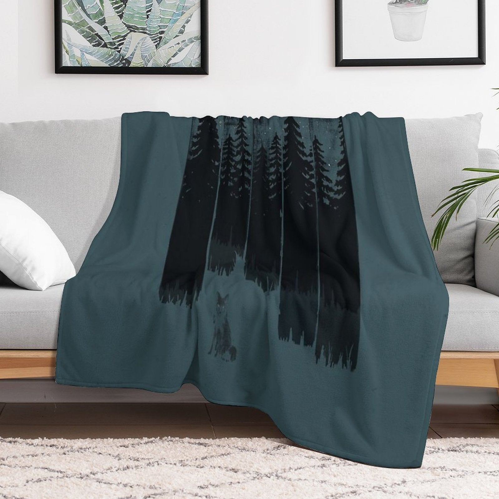A Fox in The Wild Night Compact Throw Blanket