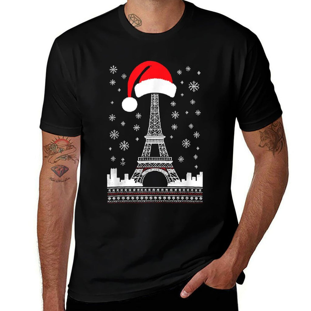 Eiffel Tower Santa Hat - Funny Vintage Paris Ugly Christmas  Soft T-Shirt