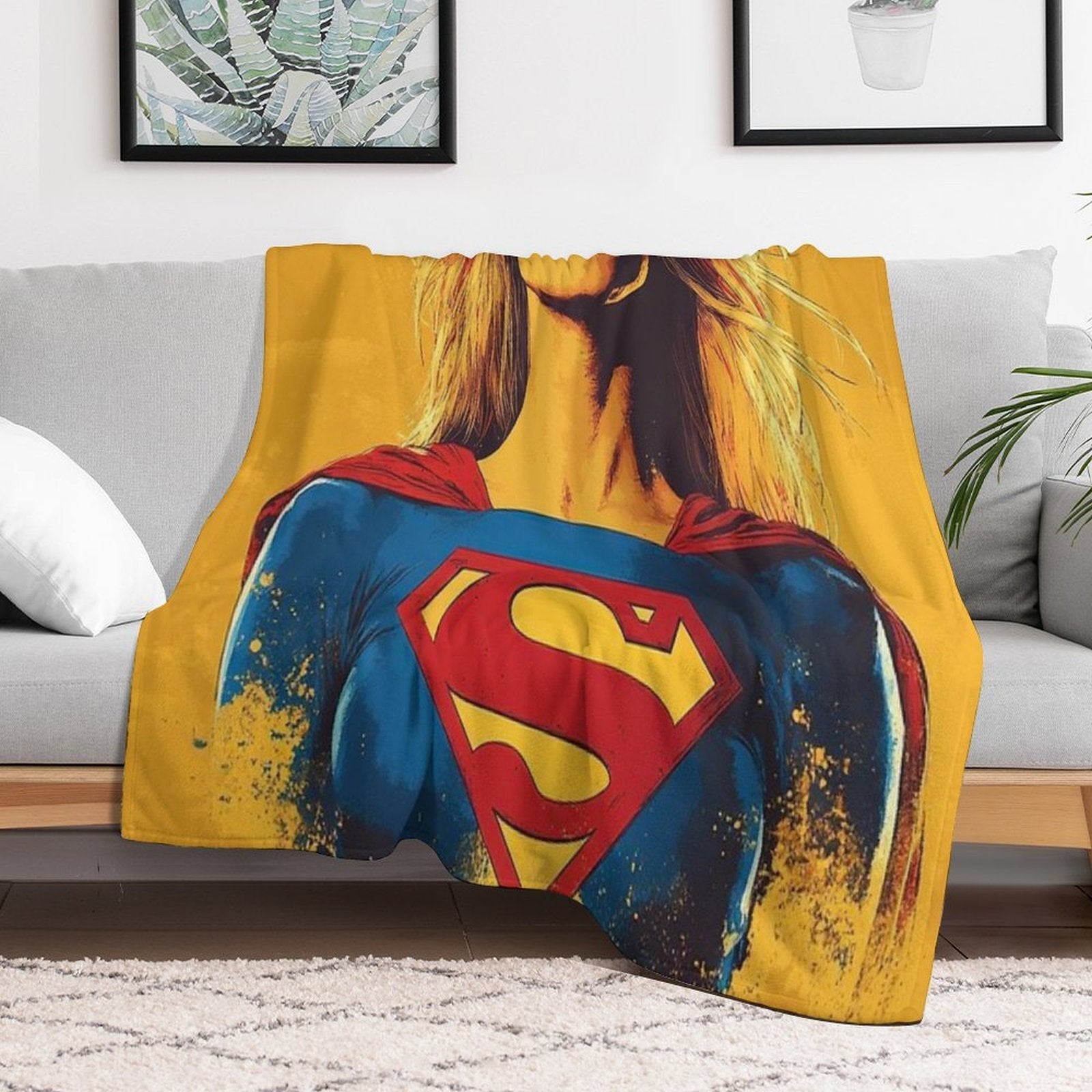 Supergirl in Vibrant Heroic Compact Throw Blanket