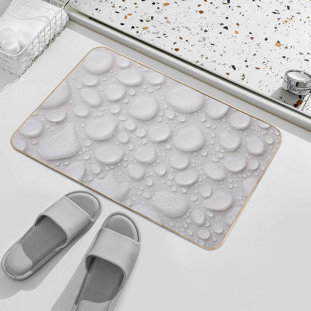 Water Drops, Beads, Rain Drops, Bubbles, White, Clear, Wet, Drenched,  Slip-Resistant Bath Mat
