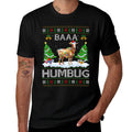 Baaa Humbug Ugly Goat Christmas - Unisex-Adults  Kids - Black - Small - - Polyester - Christmas-Themed  Lightweight T-Shirt
