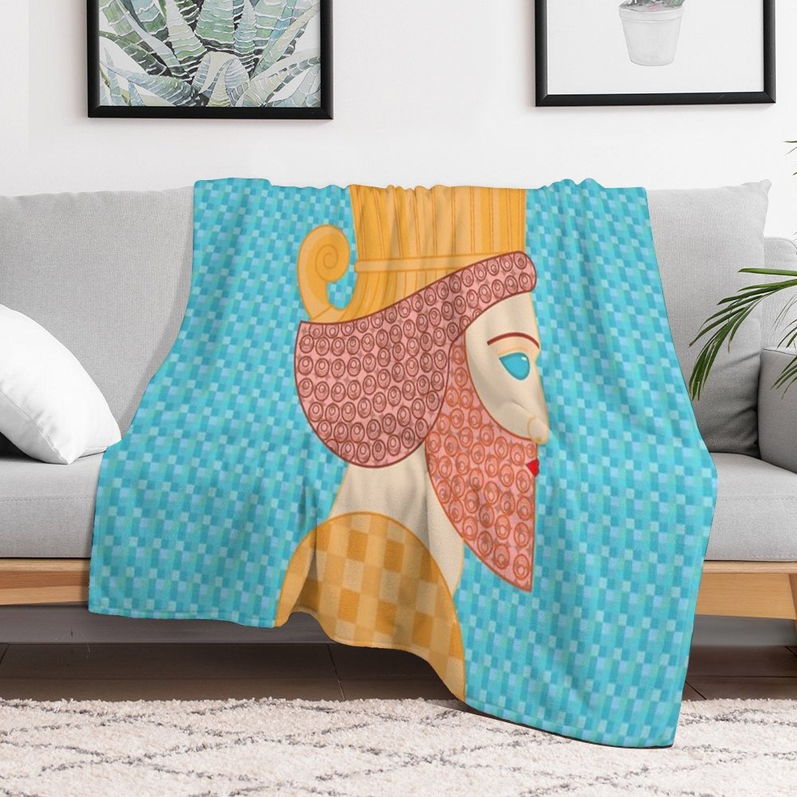 Ancient Persian Warrior Pop Art Wrinkle-free Throw Blanket