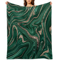 Emerald Green Black Gold Glam Marble #1 (Photo of Glitter Only - Not Reflective) Gift-ready Throw Blanket