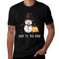 Shop Til You Drop Apparel Merry Christmas Snowman Shopping  Summer-ready Fabric T-Shirt