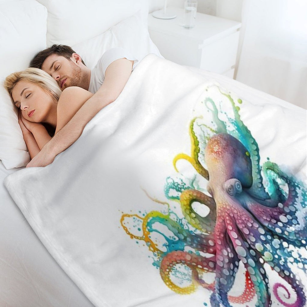 Colorful Octopus Easy Care Throw Blanket