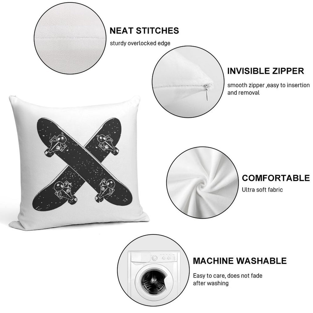Skateboard X Soft High-Density Material Throw Pillow