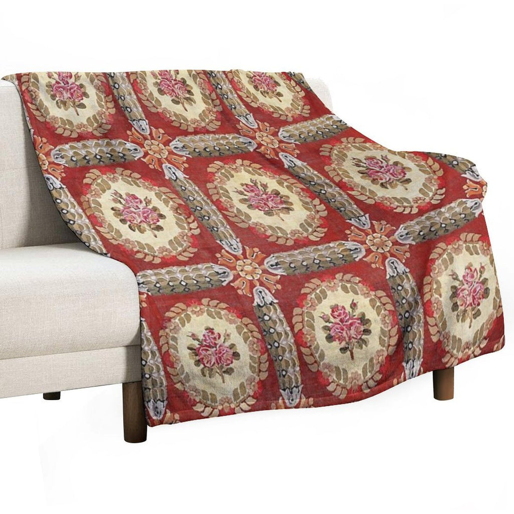 Aubusson 19th Century French Rug Print Easy Care Throw Blanket