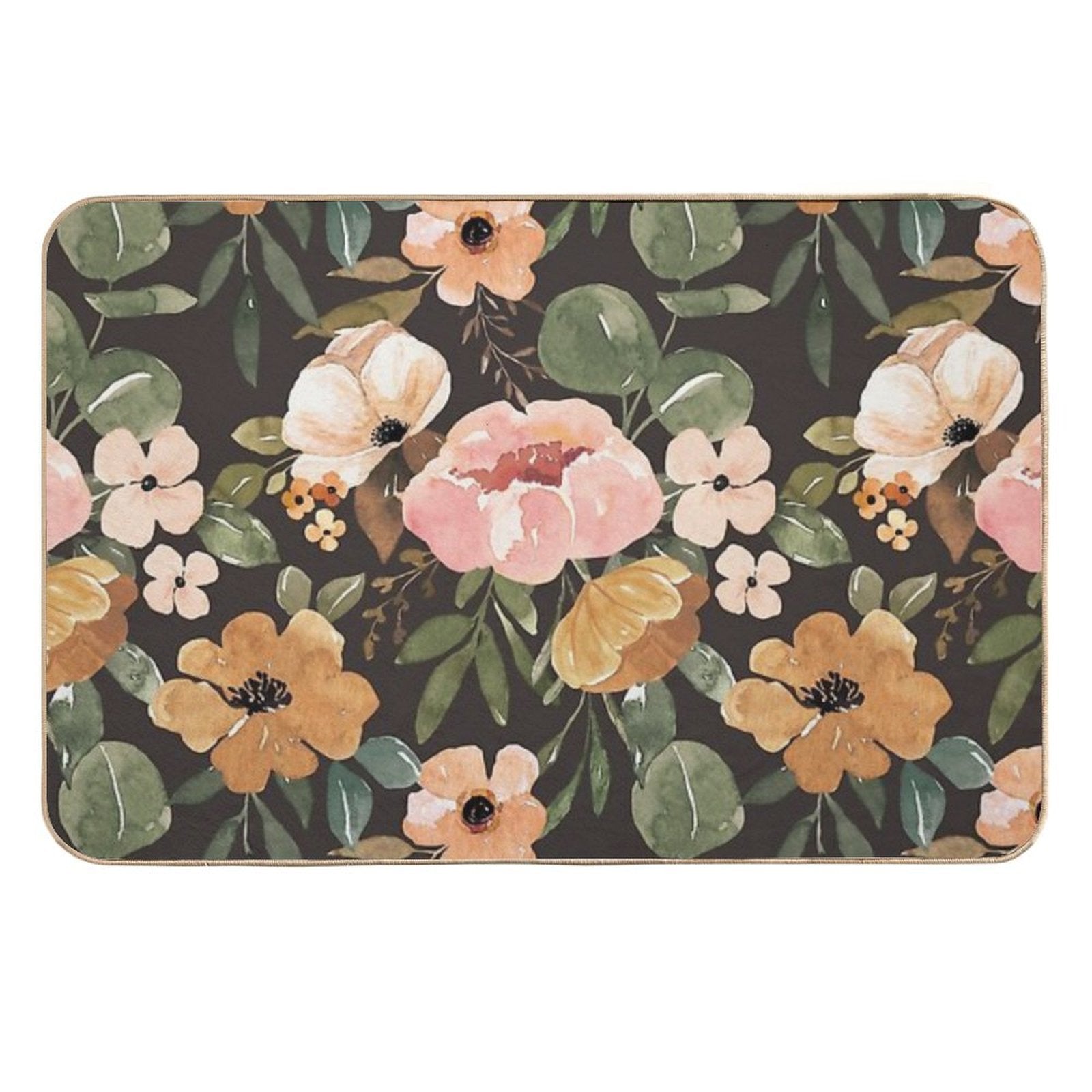 Boho Floral, Moody Floral, Blush Pink Watercolor Flowers, Vintage Floral Decor  High-Traffic Bath Mat