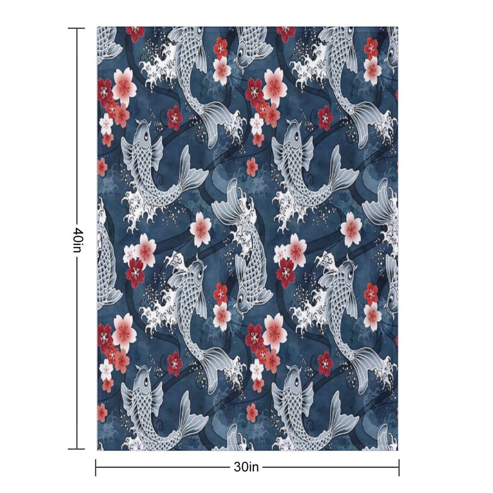 Koi Sakura Blossom in Blue Anti-pilling Throw Blanket
