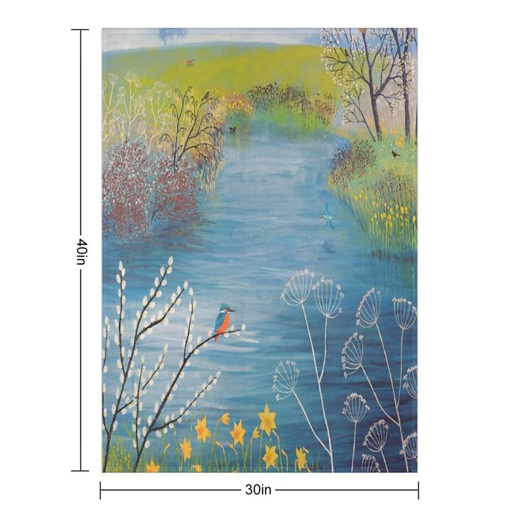 Spring at Kingfisher Pool Wrinkle-free Throw Blanket