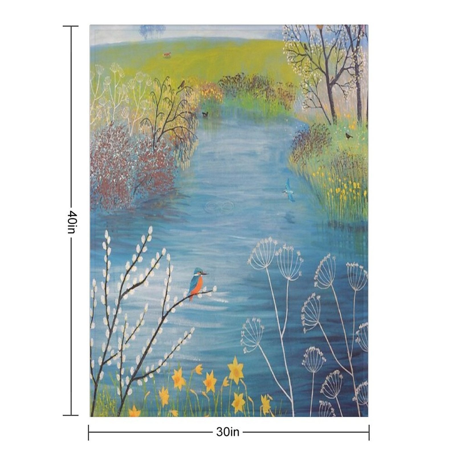 Spring at Kingfisher Pool Wrinkle-free Throw Blanket
