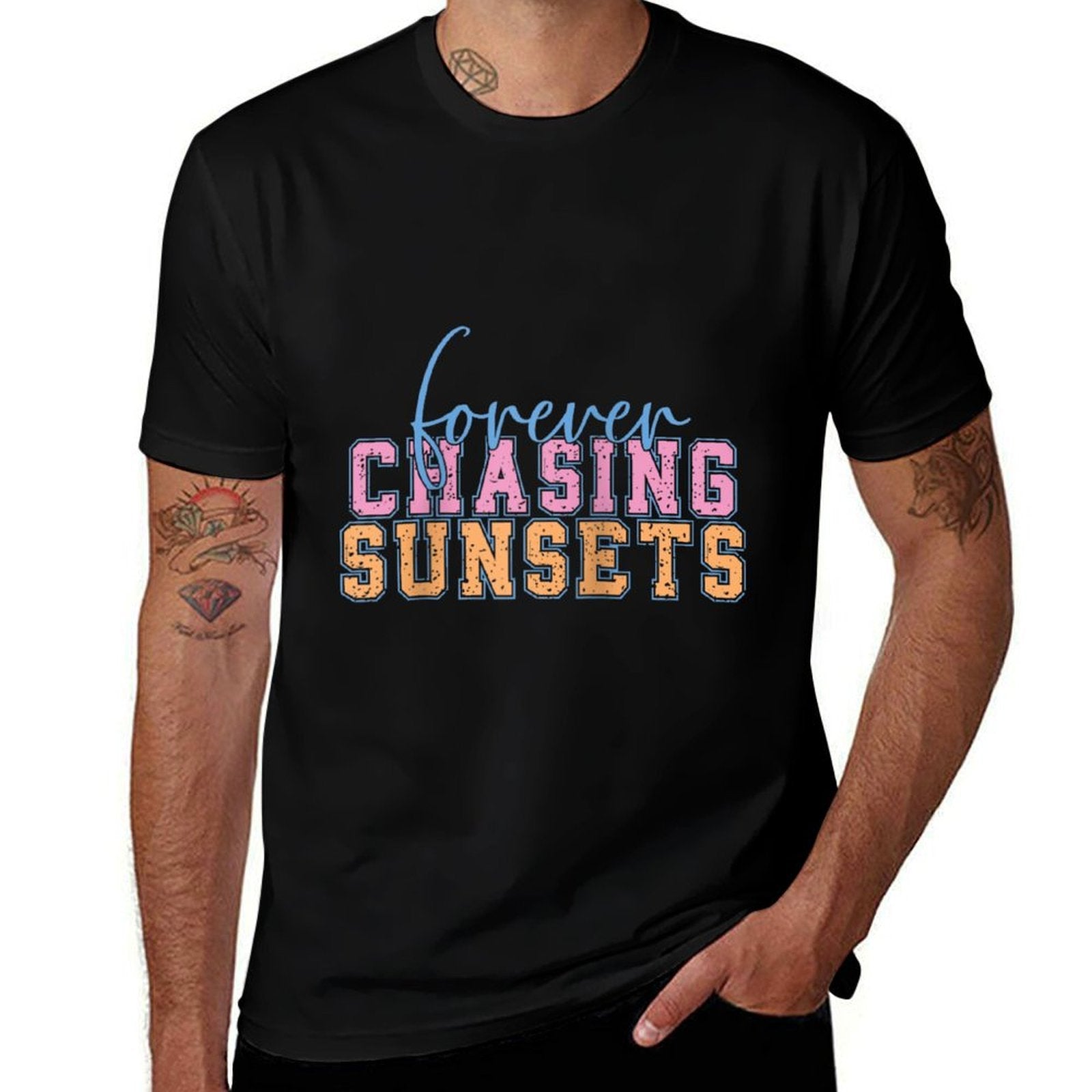 Forever Chasing Sunsets Adventure Vibes Raglan Baseball  Wrinkle-resistant T-Shirt