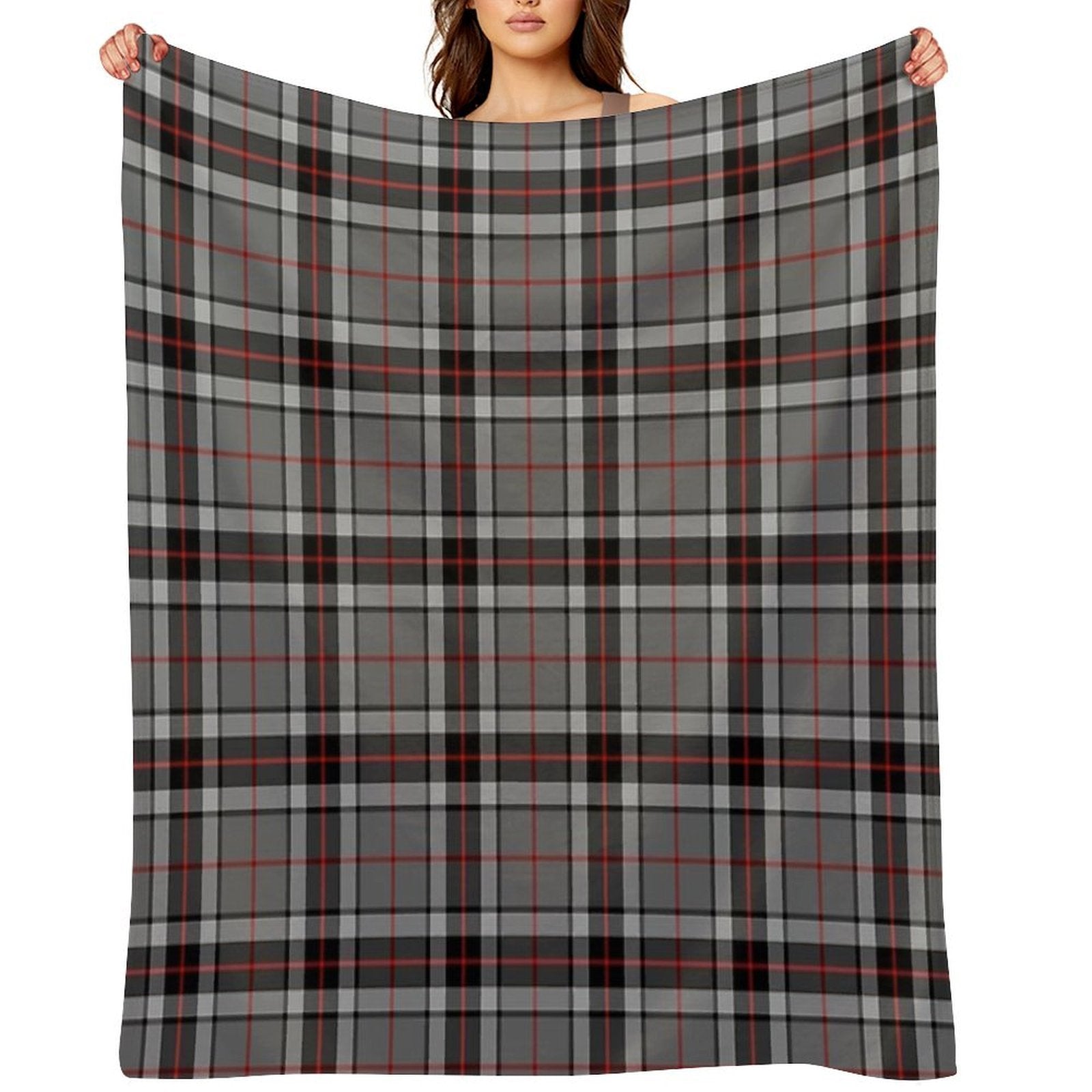 Thompson Grey Tartan  Clan Thomson  Cute Tartan Plush Throw Blanket