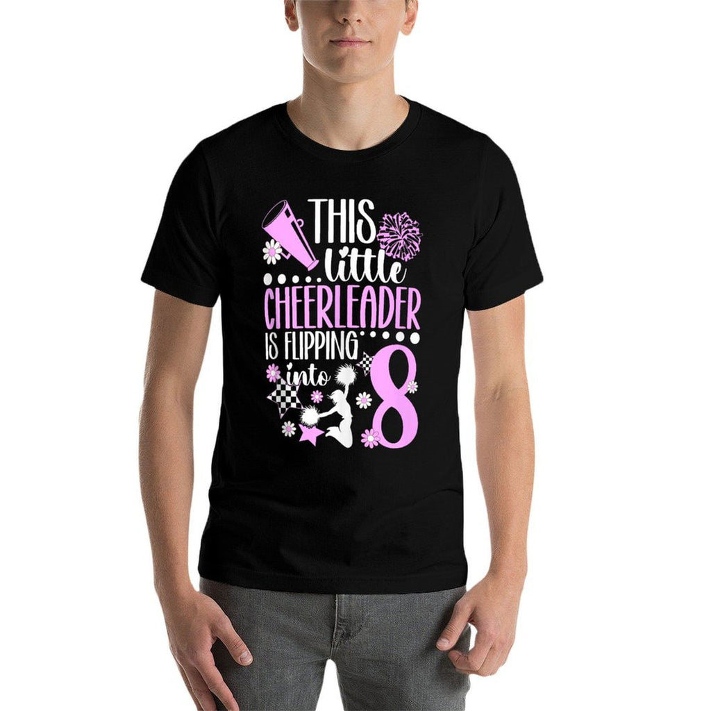 8th Cheer Birthday Party Eight Year Old Cheerleader  Lightweight T-Shirt