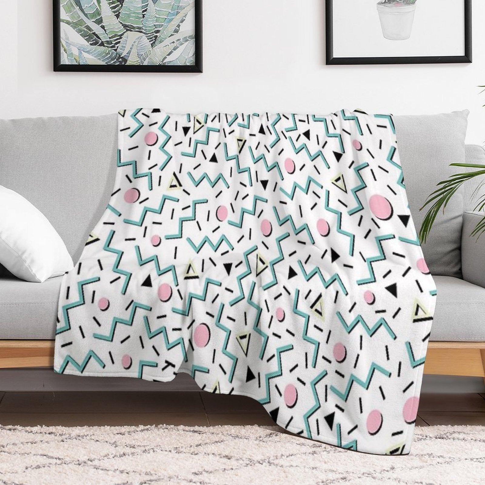 Back to The 80's Eighties, Funky Memphis Pattern Design All-season Throw Blanket