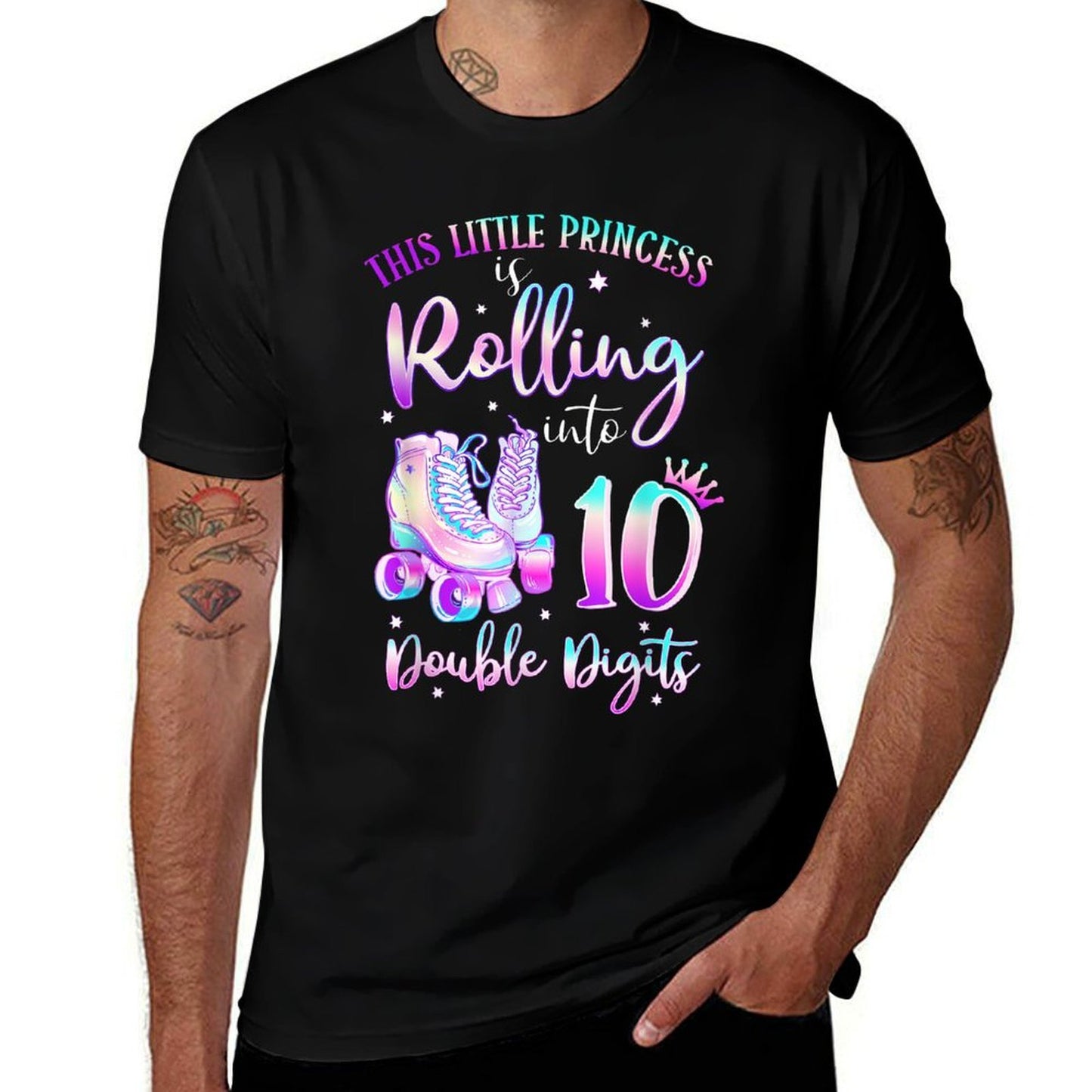 10th Birthday Rolling Into 10 Double Digits Roller Skate  Soft T-Shirt