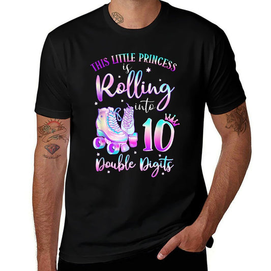 10th Birthday Rolling Into 10 Double Digits Roller Skate  Soft T-Shirt