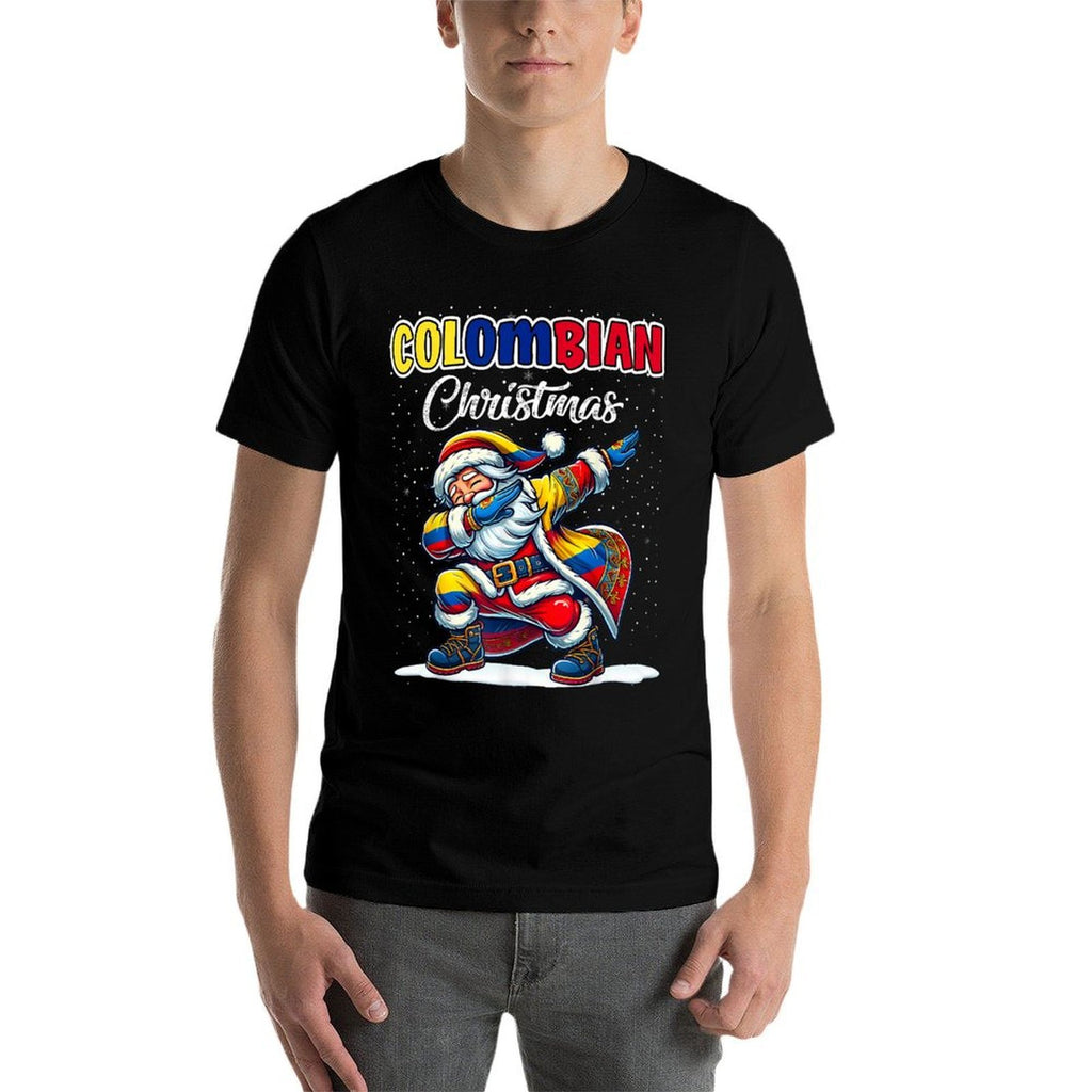 Colombia Dabbing Santa Christmas Colombia for Kids  Tagless Design T-Shirt