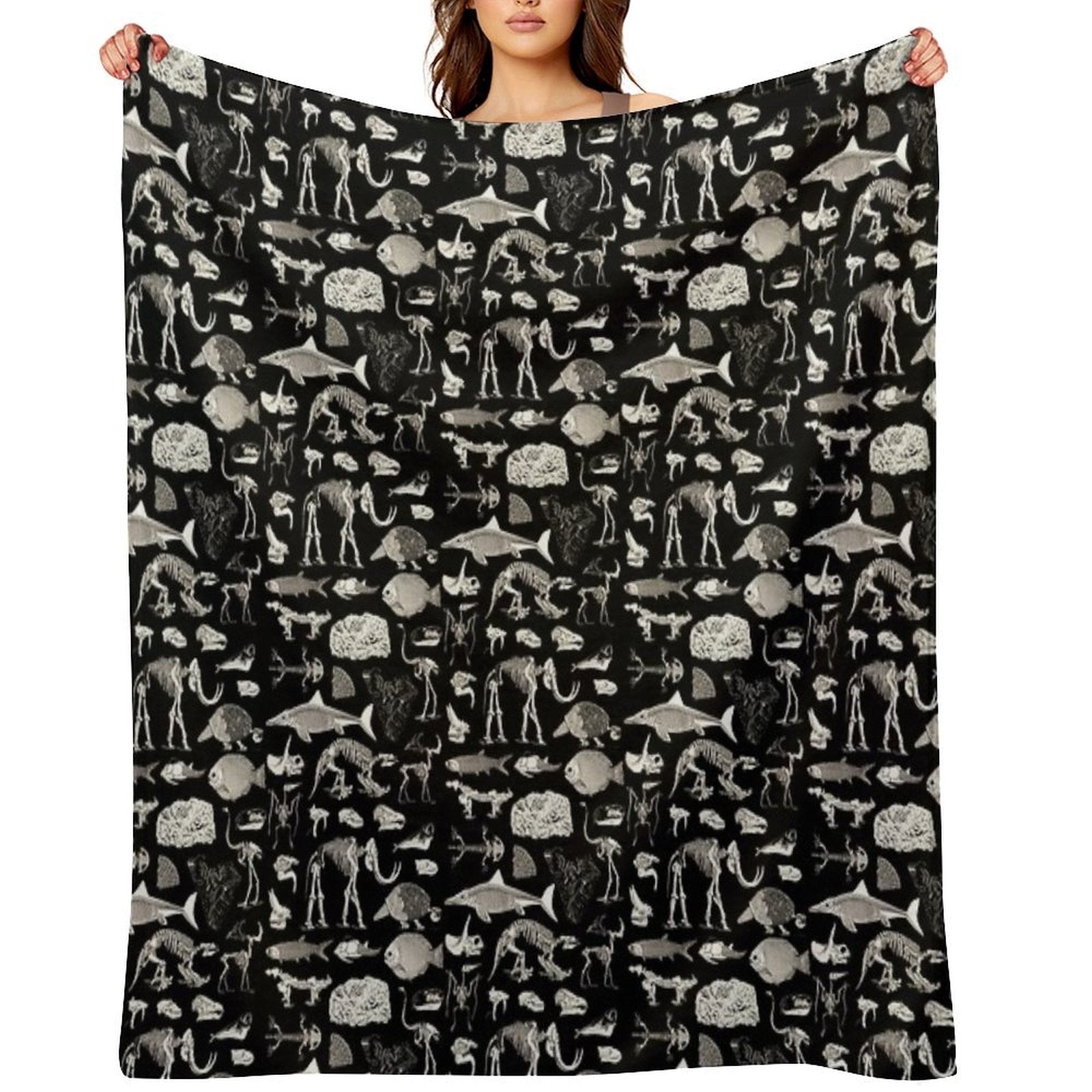 Paleontology Illustration Durable Throw Blanket