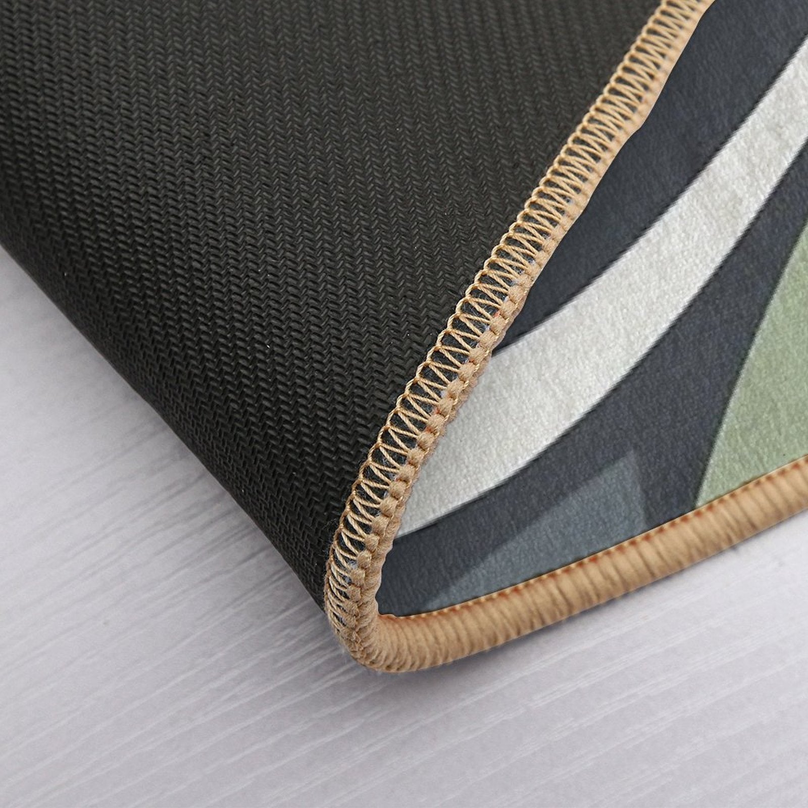 Mid Century Modern Abstract 8 Charcoal, Sage Green, Beige  Long-Lasting Bath Mat