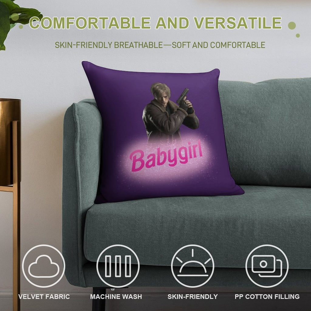 Leon Kennedy Babygirl Soft Short Plush Fabric Throw Pillow