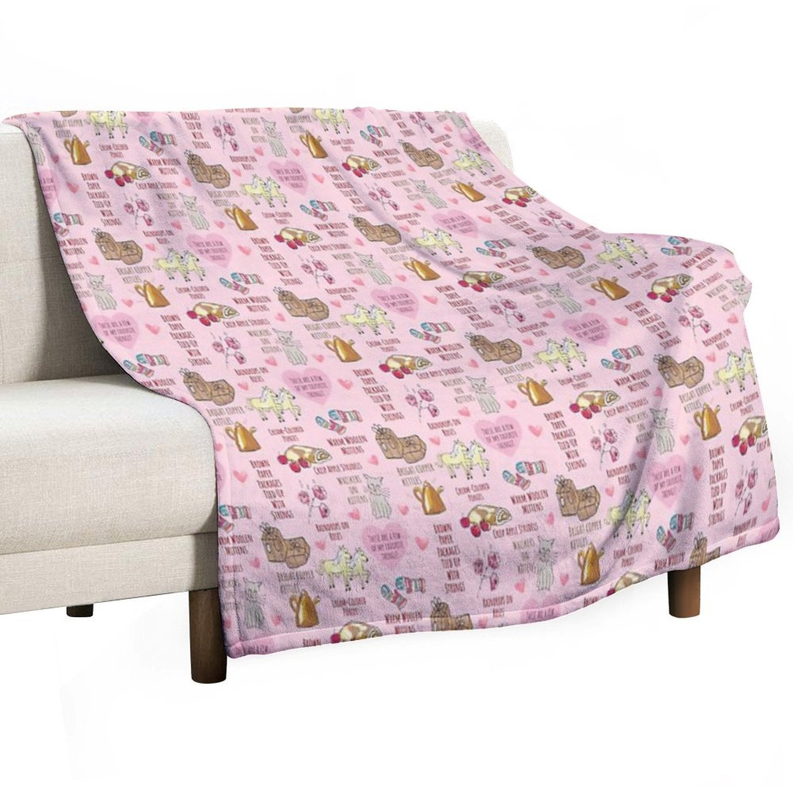 My Favorite Things Cute Pink Valentine's Day Pattern Quick-dry Throw Blanket