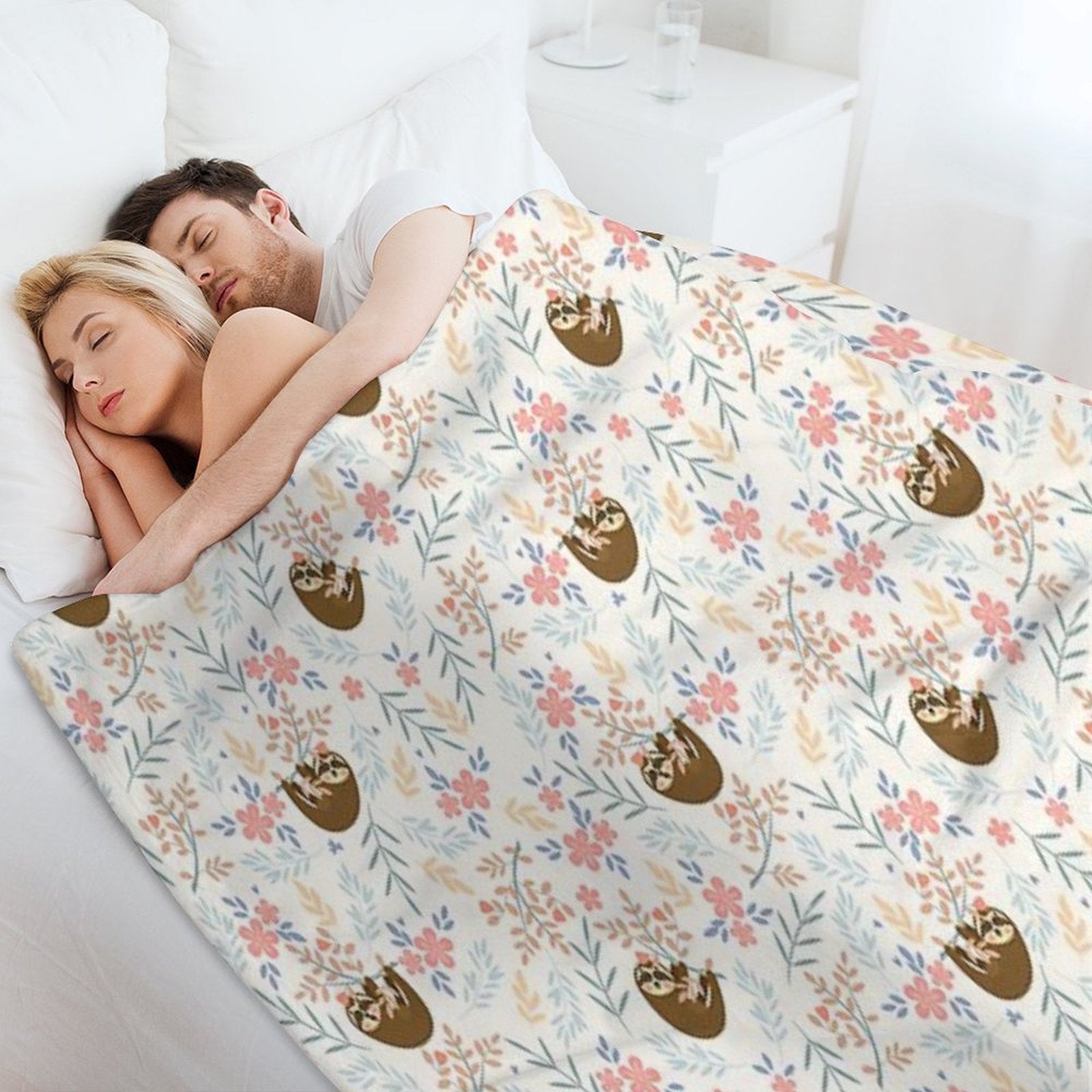 Baby Flower With Sloth Travel-friendly Throw Blanket