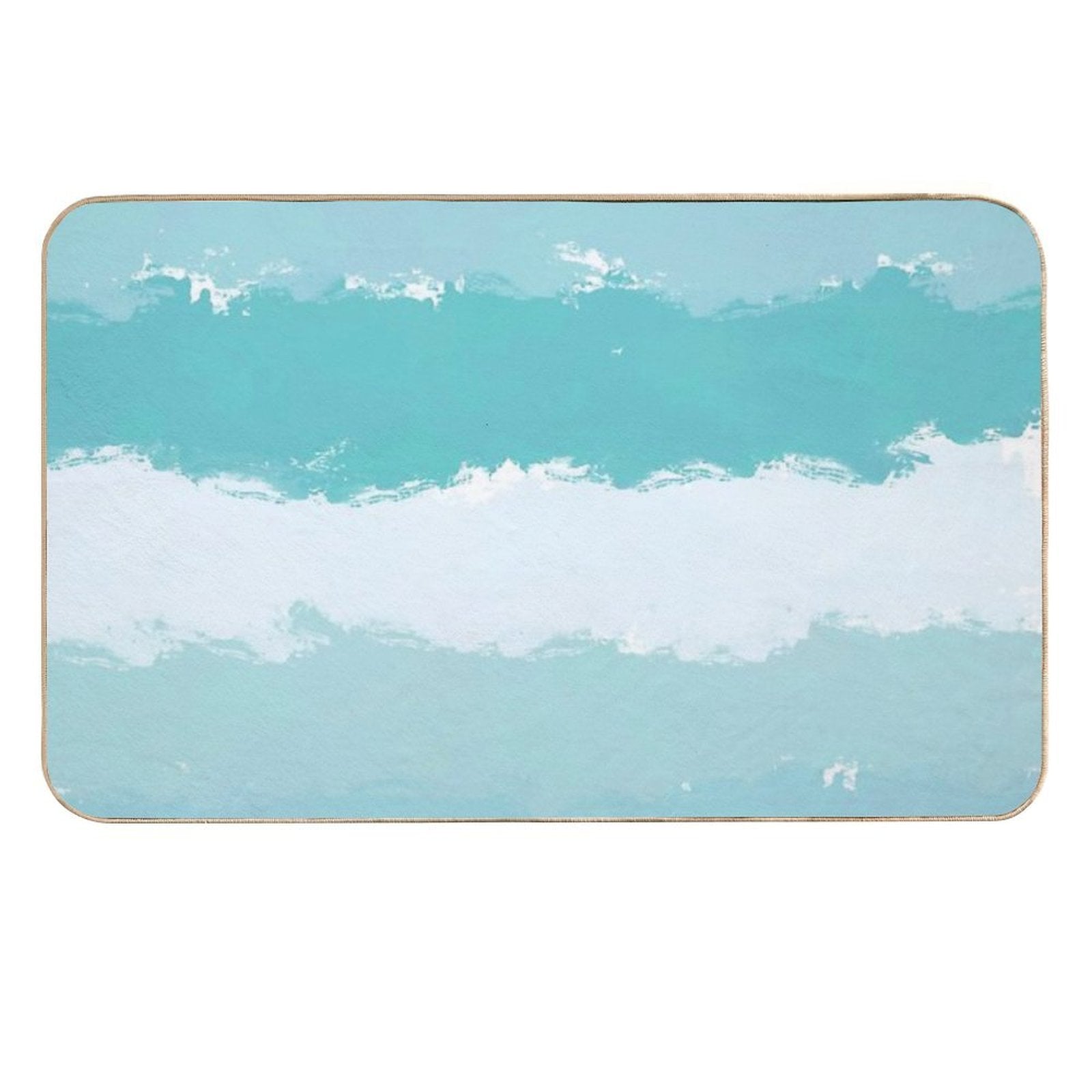 Light Blue And Shades of Blue Wavy Stripes  Long-Lasting Bath Mat
