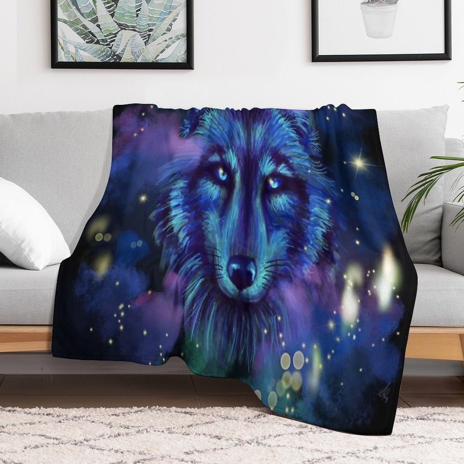Astral Wolf Velvety-soft Throw Blanket