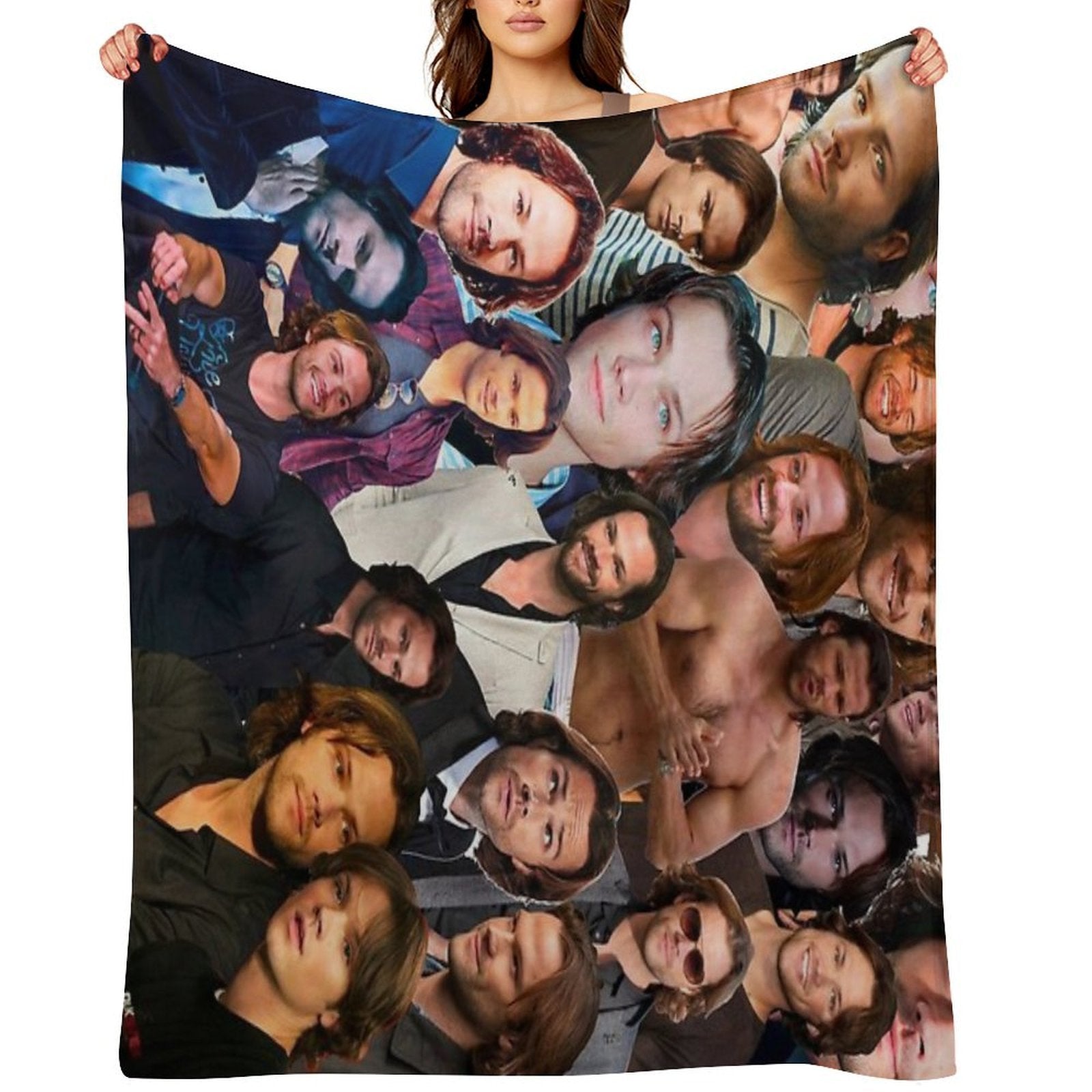 Jared Padalecki Photo Collage Sustainable Throw Blanket