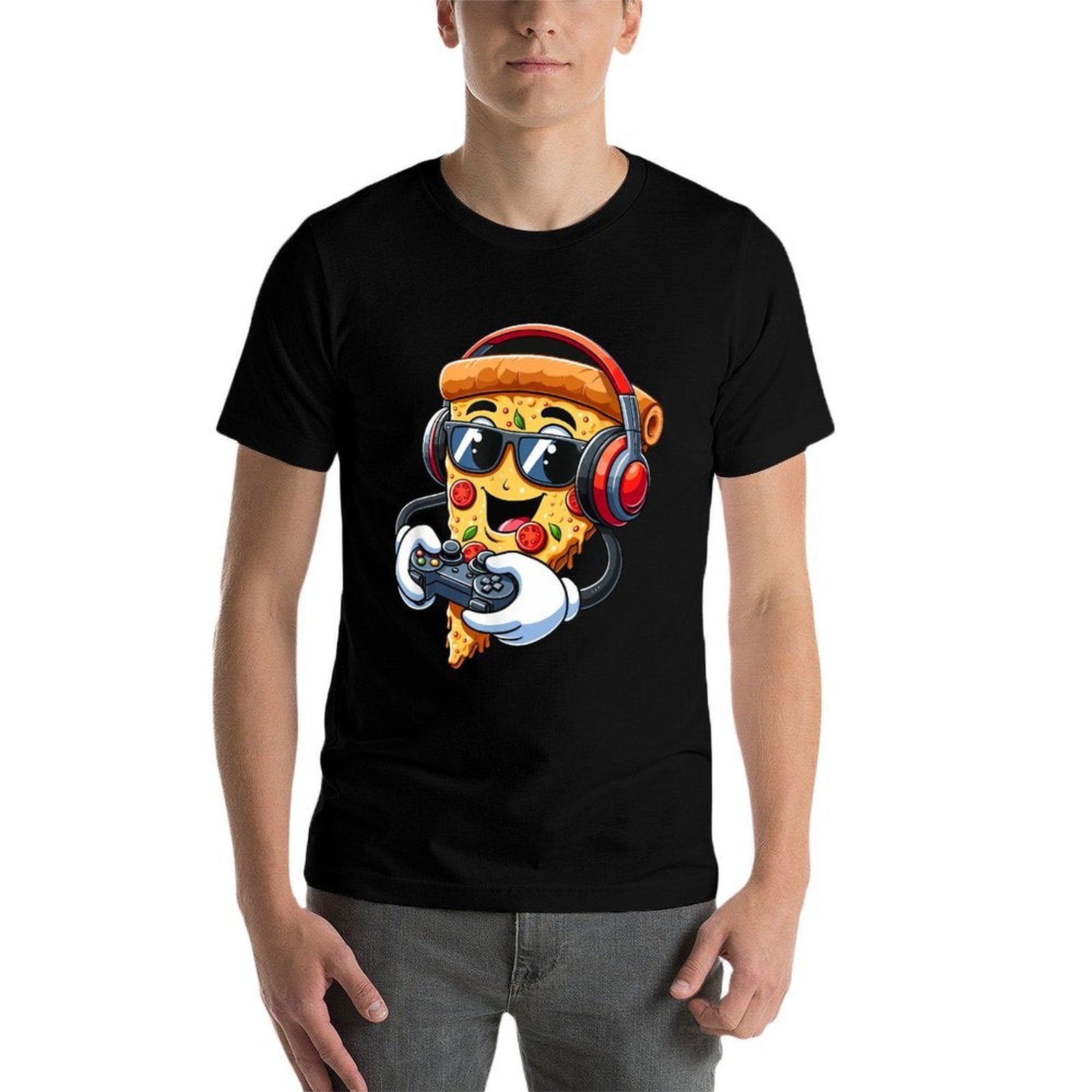 Gamer Pizza Video Gaming Boy Enthusiast Gamern  Polyester Blend T-Shirt