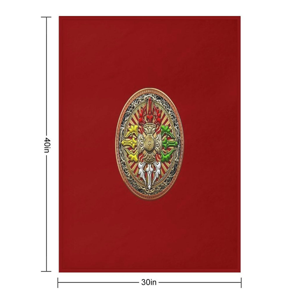 Tibetan Double Dorje Mandala - Double Vajra Compact Throw Blanket