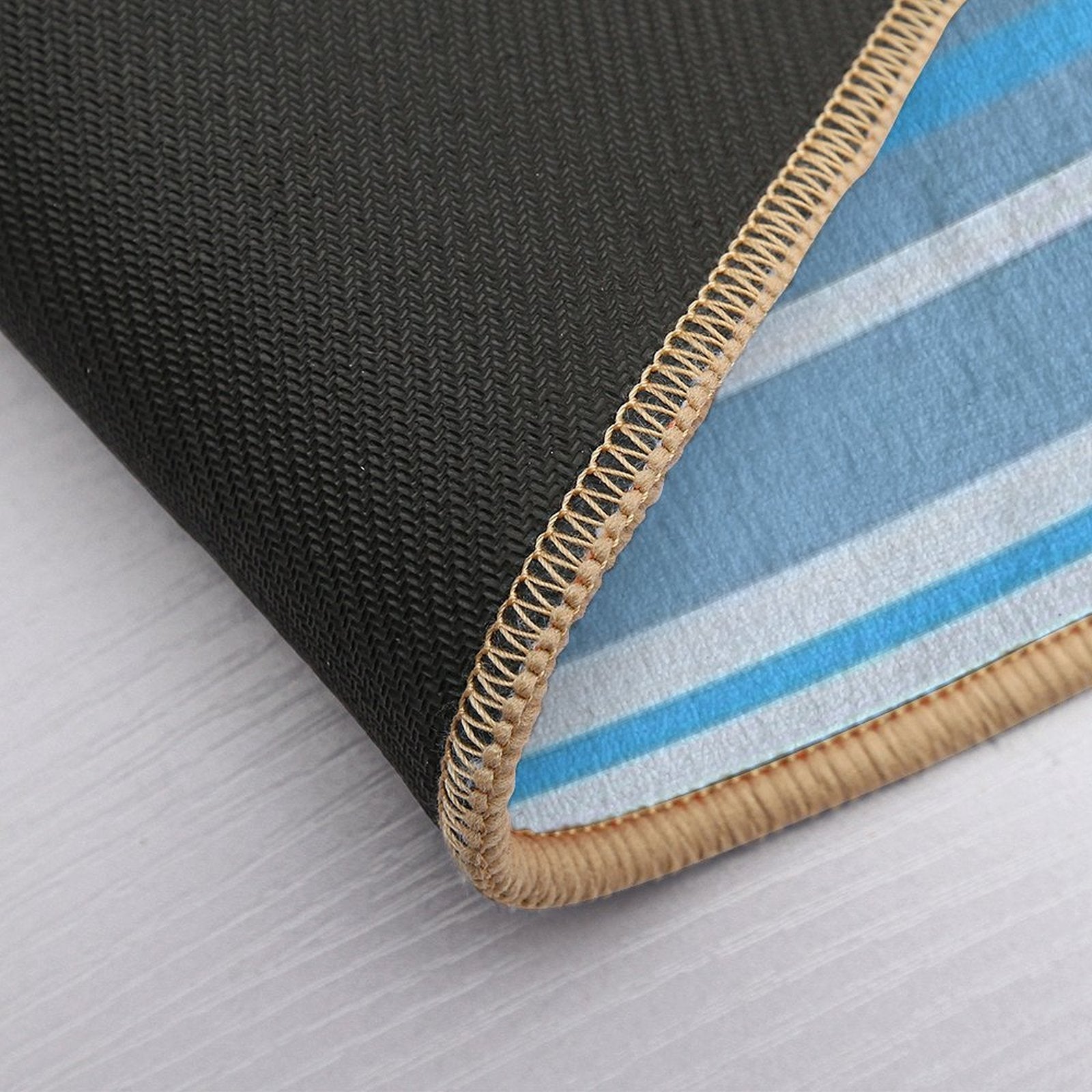 Trendy Blue Stripe Pattern  Fade-Resistant Bath Mat