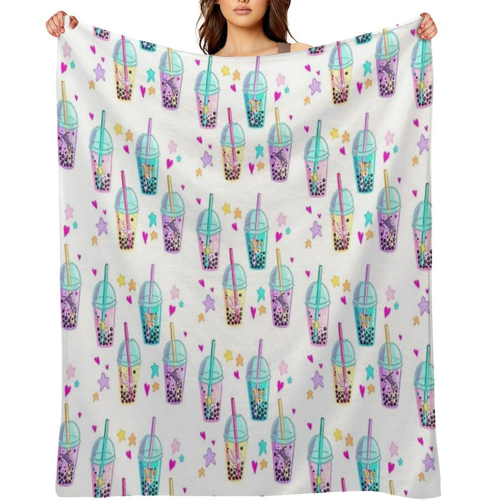 Cute Animals in Boba Easy Care Throw Blanket