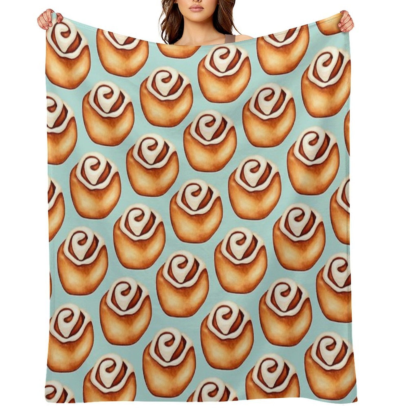 Cinnamon Roll Pattern - Blue Anti-pilling Throw Blanket