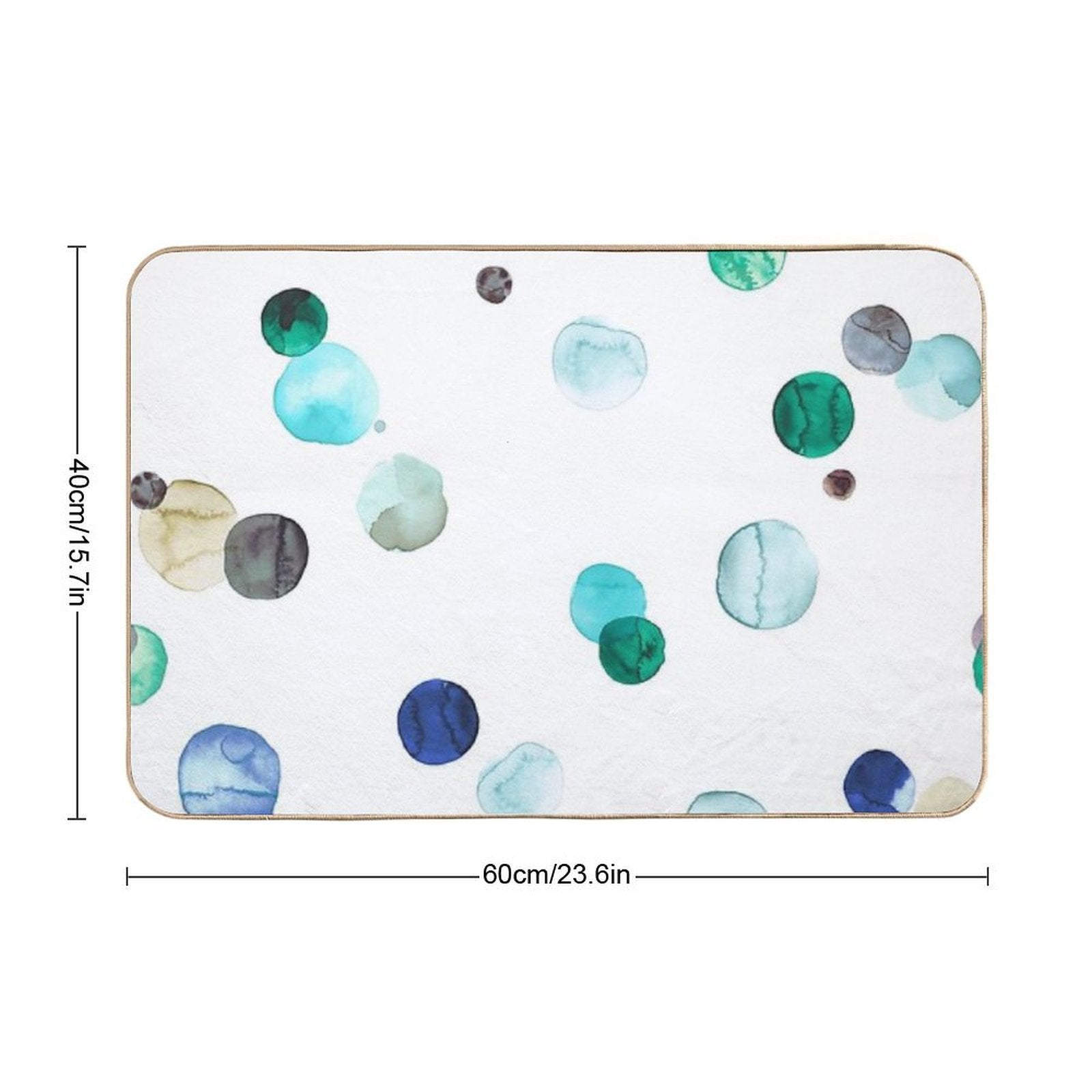 Watercolor Polka Dots - Geometric Dot Print - Blue  Absorbent Bath Mat