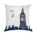 Mary Poppins And Big Ben Linocut Soft Shrink-Resistant Throw Pillow