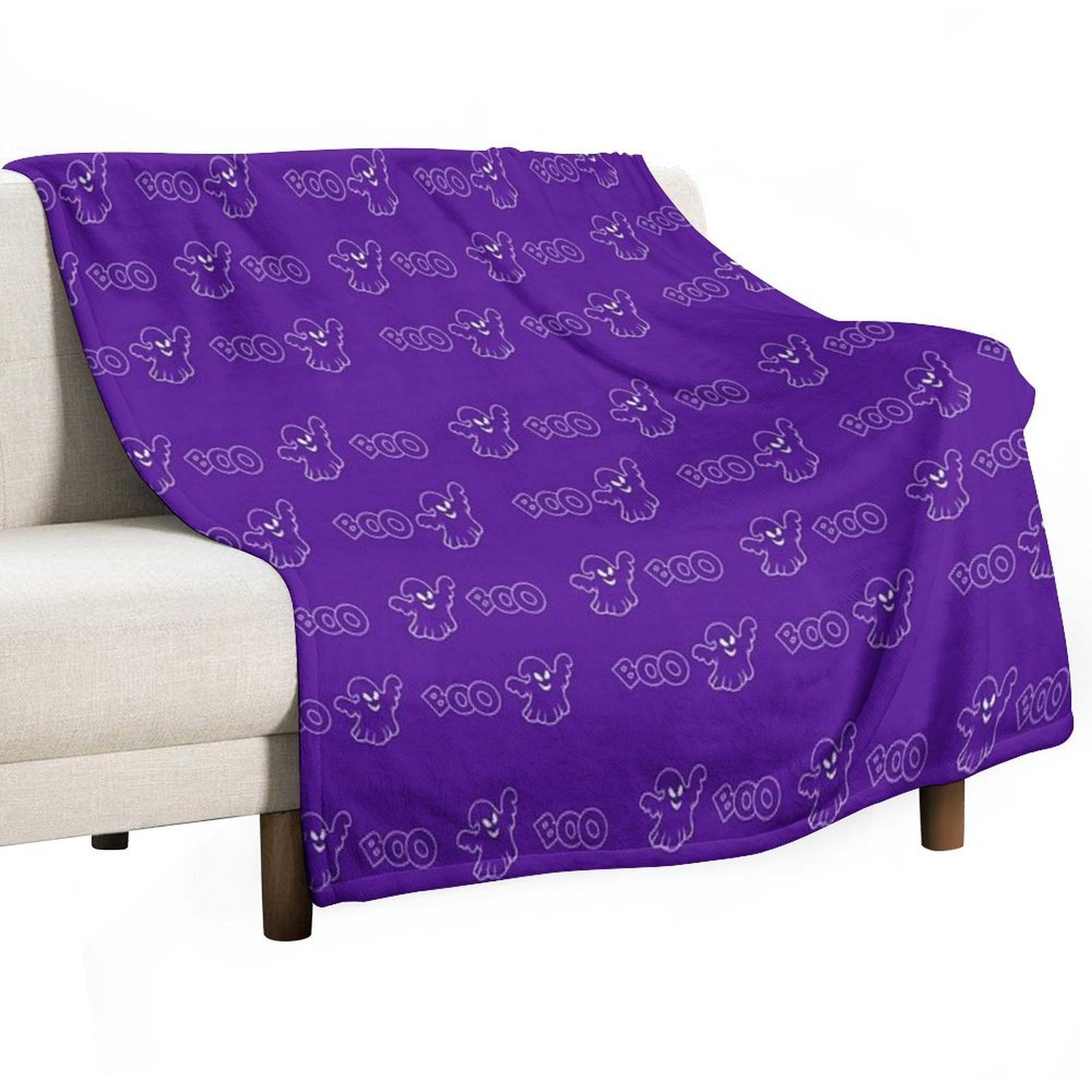 Boo Pattern Machine-washable Throw Blanket