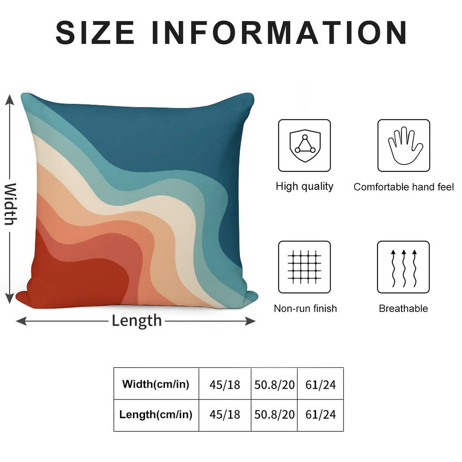 Retro Style Waves Soft Short Plush Fabric Throw Pillow
