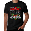 I Regret Nothing On The Naughty List Christmas Black Cat  Ribbed Collar T-Shirt